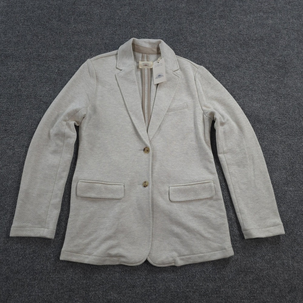 Faherty Blazer Womens Small Beige Inlet Knit Cotton Jacket Casual Work Office